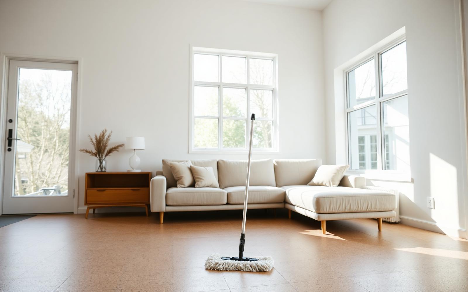 Comcork cork-rubber flooring being maintained with a pH-neutral mop