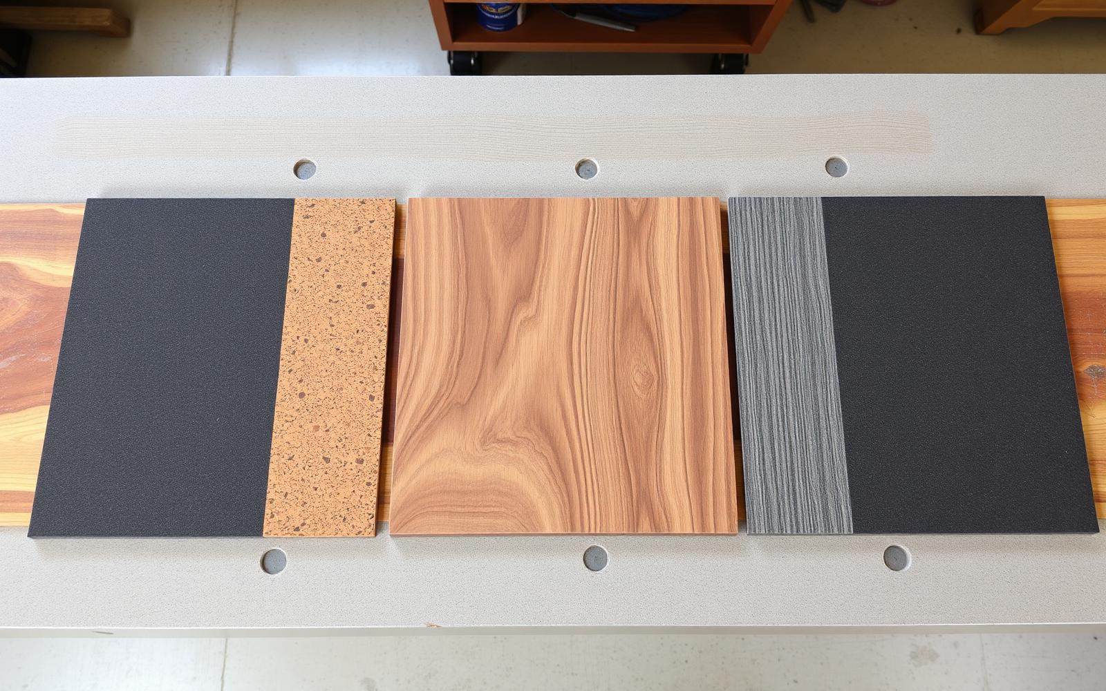 Hospitality venue interior comparing cork, vinyl and rubber flooring options