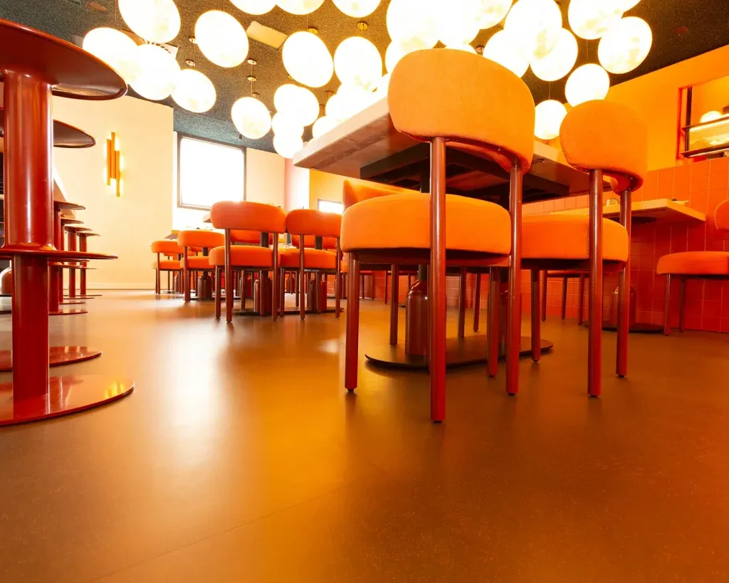 Comcork WalkEasy cork flooring in a busy cafe